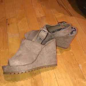 Tan Suede Wedges